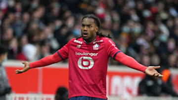 LILLE, FRANCE - MARCH 06: Renato Sanches of Lille OSC reacts during the Ligue 1 Uber Eats match between Lille OSC and Clermont Foot at Stade Pierre Mauroy on March 6, 2022 in Lille, France. (Photo by Sylvain Lefevre/Getty Images)