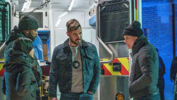 CHICAGO P.D. -- "Buried Secrets" Episode 720 -- Pictured: (l-r) Lisseth Chavez as Vanessa Rojas, LaRoyce Hawkins as Kevin Atwater, Patrick John Flueger as Adam Ruzek, Jason Beghe as Hank Voight -- (Photo by: Matt Dinerstein/NBC)