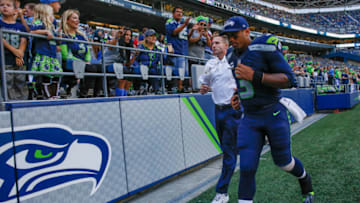 SEATTLE, WA - SEPTEMBER 25: Quarterback Russell Wilson