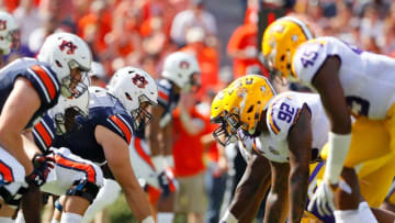 AUBURN, AL - SEPTEMBER 15: The Auburn Tigers offense lines up against the LSU Tigers defense at Jordan-Hare Stadium on September 15, 2018 in Auburn, Alabama. (Photo by Kevin C. Cox/Getty Images)
