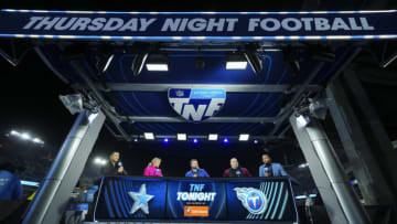 NASHVILLE, TN - DECEMBER 29: Amazon Prime Video Thursday Night Football analyst Richard Sherman speaks prior to the game between the Dallas Cowboys and the Tennessee Titans at Nissan Stadium on December 29, 2022 in Nashville, Tennessee. (Photo by Cooper Neill/Getty Images)