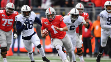 Justin Fields of the Ohio State Buckeyes (Photo by Jamie Sabau/Getty Images)
