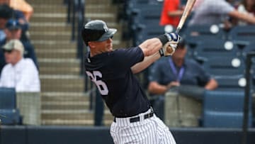 TAMPA, FLORIDA - FEBRUARY 26: DJ LeMahieu #26 of the New York Yankees bats during a spring training game against the Washington Nationals at Steinbrenner Field on February 26, 2020 in Tampa, Florida. (Photo by John Capella/Sports Imagery/Getty Images)