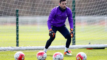 ENFIELD, ENGLAND - MARCH 31: Hugo Lloris of Tottenham Hotspur runs through drills during the Tottenham Hotspur training session on March 31, 2016 in Enfield, England. (Photo by Tottenham Hotspur FC/Tottenham Hotspur FC via Getty Images)
