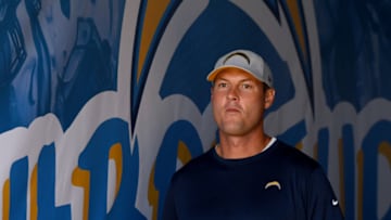 CARSON, CALIFORNIA - AUGUST 18: Philip Rivers #17 of the Los Angeles Chargers walks on to the field before the game against the New Orleans Saints during a preseason game at Dignity Health Sports Park on August 18, 2019 in Carson, California. (Photo by Harry How/Getty Images)