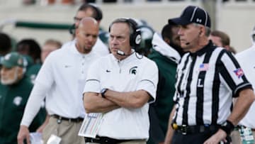 EAST LANSING, MI - OCTOBER 21: Head coach Mark Dantonio of the Michigan State Spartans during the second half of a game against the Indiana Hoosiers at Spartan Stadium on October 21, 2017 in East Lansing, Michigan. (Photo by Duane Burleson/Getty Images)