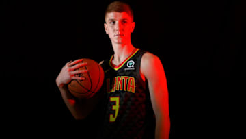 Kevin Huerter #3 of the Atlanta Hawks (Photo by Brian Babineau/NBAE via Getty Images)