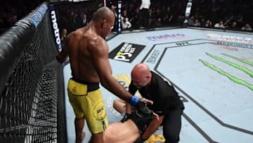 NEW YORK, NY - NOVEMBER 03: Ronaldo Souza of Brazil pleads with referee Dan Miragliotta to stop the fight after dropping Chris Weidman with a punch in their middleweight bout during the UFC 230 event inside Madison Square Garden on November 3, 2018 in New York, New York. (Photo by Jeff Bottari/Zuffa LLC/Zuffa LLC via Getty Images)