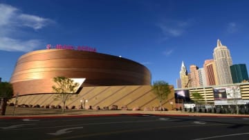 May 11, 2016; Las Vegas, NV, USA; General view of the T-Mobile Arena and New York-New York hotel and casino adjacent to the Las Vegas strip. Mandatory Credit: Kirby Lee-USA TODAY Sports