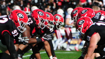 ATHENS, GA - NOVEMBER 19: Members of the Georgia Bulldogs warm up before the game against the Lousiana-Lafayette Rajin' Cajuns at Sanford Stadium on November 19, 2016 in Athens, Georgia. (Photo by Scott Cunningham/Getty Images)
