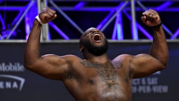 LAS VEGAS, CA - OCTOBER 05: Derrick Lewis during UFC 229 ceremonial weigh-ins at the T-Mobile Arena in Las Vegas, Nev. Thursday, Oct. 5, 2018. (Photo by Hans Gutknecht/Digital First Media/Los Angeles Daily News via Getty Images)