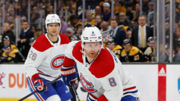 BOSTON, MA - MARCH 23: Mike Matheson #8 of the Montreal Canadiens skates against the Boston Bruins at the TD Garden on March 23, 2023 in Boston, Massachusetts. The Bruins win 4-2. (Photo by Richard T Gagnon/Getty Images)