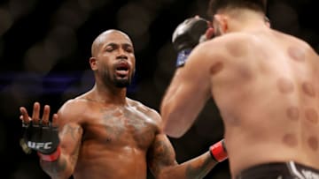 HOUSTON, TEXAS - FEBRUARY 12: Bobby Green reacts as he challenges Nasrat Haqparast of Germany in their lightweight fight during UFC 271 at Toyota Center on February 12, 2022 in Houston, Texas. (Photo by Carmen Mandato/Getty Images)