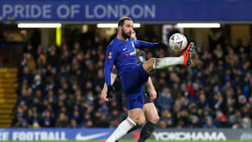 LONDON, ENGLAND - JANUARY 27: Gonzalo Higuain of Chelsea controls the ball during the FA Cup Fourth Round match between Chelsea and Sheffield Wednesday at Stamford Bridge on January 27, 2019 in London, United Kingdom. (Photo by Catherine Ivill/Getty Images)