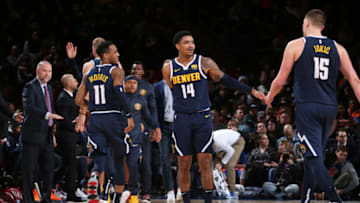 NEW YORK, NY - MARCH 22: Gary Harris #14 of the Denver Nuggets reacts during a game against the New York Knicks on March 22, 2019 at Madison Square Garden in New York City, New York. NOTE TO USER: User expressly acknowledges and agrees that, by downloading and or using this photograph, User is consenting to the terms and conditions of the Getty Images License Agreement. Mandatory Copyright Notice: Copyright 2019 NBAE (Photo by Nathaniel S. Butler/NBAE via Getty Images)