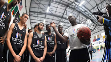 JOHANNESBURG, SOUTH AFRICA - AUGUST 3: Victor Oladipo of Team Africa goes through a leadership clinic during the Basketball Without Borders Africa at the American International School of Johannesburg on August 3, 2017 in Gauteng province of Johannesburg, South Africa. NOTE TO USER: User expressly acknowledges and agrees that, by downloading and or using this photograph, User is consenting to the terms and conditions of the Getty Images License Agreement. Mandatory Copyright Notice: Copyright 2017 NBAE (Photo by Andrew D. Bernstein/NBAE via Getty Images)