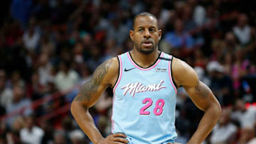 MIAMI, FLORIDA - MARCH 02: Andre Iguodala #28 of the Miami Heat in action against the Milwaukee Bucks during the first half at American Airlines Arena on March 02, 2020 in Miami, Florida. NOTE TO USER: User expressly acknowledges and agrees that, by downloading and/or using this photograph, user is consenting to the terms and conditions of the Getty Images License Agreement. (Photo by Michael Reaves/Getty Images)