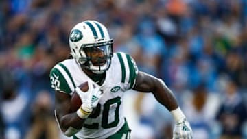 NASHVILLE, TN - DECEMBER 2: Isaiah Crowell #20 of the New York Jets runs the ball downfield against the Tennessee Titans during the second quarter at Nissan Stadium on December 2, 2018 in Nashville, Tennessee. (Photo by Wesley Hitt/Getty Images)