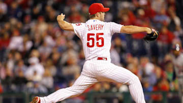 PHILADELPHIA, PA - APRIL 13: Joe Savery #55 of the Philadelphia Phillies (Photo by Brian Garfinkel/Getty Images)