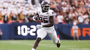 Jalen Wydermyer #85 of the Texas A&M Aggies (Photo by Michael Ciaglo/Getty Images)