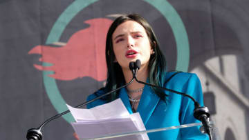 LOS ANGELES, CALIFORNIA - JANUARY 18: Actress Bella Thorne speaks at the 4th Annual Women's March LA: Women Rising at Pershing Square on January 18, 2020 in Los Angeles, California. (Photo by Sarah Morris/Getty Images)