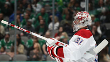 DALLAS, TEXAS - NOVEMBER 02: Carey Price #31 of the Montreal Canadiens at American Airlines Center on November 02, 2019 in Dallas, Texas. (Photo by Ronald Martinez/Getty Images)