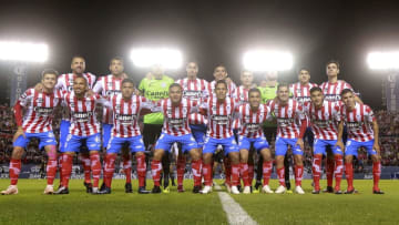 SAN LUIS POTOSI, MEXICO - DECEMBER 02: Players of Atletico San Luis pose for the team photo prior to the final second leg match between Atletico San Luis and Dorados de Sinaloa as part of the Torneo Apertura 2018 Ascenso MX at Estadio Alfonso Lastras on December 2, 2018 in San Luis Potosi, Mexico. (Photo by Cesar Reyna/Jam Media/Getty Images)