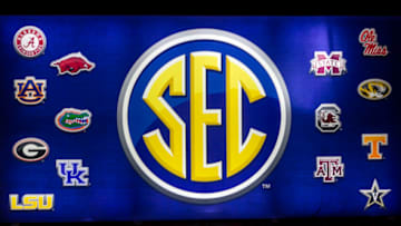 Jul 19, 2021; Hoover, Alabama, USA; SEC signage during SEC Media Days at Hyatt Regency Birmingham. Mandatory Credit: Vasha Hunt-USA TODAY Sports