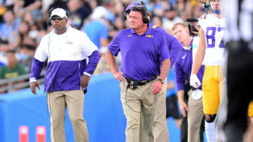 LSU head coach Ed Orgeron. (Gary A. Vasquez-USA TODAY Sports)