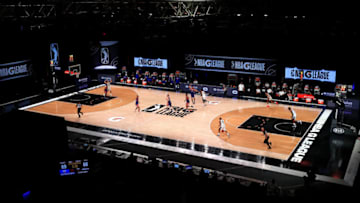 LAKE BUENA VISTA, FLORIDA - FEBRUARY 18: A general view during a G-League game between the Tampa Bay Buccaneers and the Westchester Kicks at AdventHealth Arena at ESPN Wide World Of Sports Complex on February 18, 2021 in Lake Buena Vista, Florida. (Photo by Mike Ehrmann/Getty Images) NOTE TO USER: User expressly acknowledges and agrees that, by downloading and or using this photograph, User is consenting to the terms and conditions of the Getty Images License Agreement.