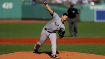 BOSTON, MA - SEPTEMBER 30: Luis Cessa #85 of the New York Yankees pitches during the game against the Boston Red Sox at Fenway Park on Sunday September 30, 2018 in Boston, Massachusetts. (Photo by Alex Trautwig/MLB Photos via Getty images)