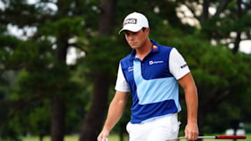 Aug 27, 2023; Atlanta, Georgia, USA; Viktor Hovland looks over the fifth green during the final round of the TOUR Championship golf tournament at East Lake Golf Club. Mandatory Credit: John David Mercer-USA TODAY Sports