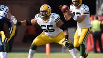 NASHVILLE, TN - NOVEMBER 13: Lane Taylor #65 of the Green Bay Packers plays against the Tennessee Titans at Nissan Stadium on November 13, 2016 in Nashville, Tennessee. (Photo by Frederick Breedon/Getty Images)