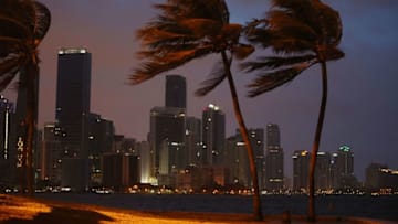 MIAMI, FL - SEPTEMBER 09: The skyline is seen as the outerbands of Hurricane Irma start to reach Florida on September 9, 2017 in Miami, Florida. Florida is in the path of the Hurricane which may come ashore at category 4. (Photo by Joe Raedle/Getty Images)