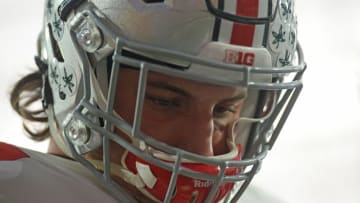 Jan 1, 2016; Glendale, AZ, USA; Ohio State Buckeyes defensive lineman Joey Bosa (97) warms up before the 2016 Fiesta Bowl against the Notre Dame Fighting Irish at University of Phoenix Stadium. Mandatory Credit: Joe Camporeale-USA TODAY Sports