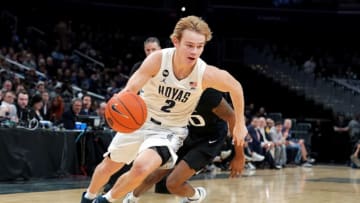 WASHINGTON, DC - JANUARY 28: Mac McClung #2 of the Georgetown Hoyas dribbles the ball during a college basketball game against the Georgetown Hoyas at the Capital One Arena on January 28, 2020 in Washington, DC. (Photo by Mitchell Layton/Getty Images)