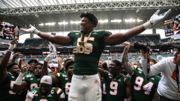 Gregory Rousseau of the Miami Hurricanes. (Photo by Mark Brown/Getty Images)