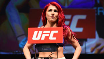 CHARLOTTE, NC - JANUARY 26: Randa Markos of Iraq poses on the scale during a UFC Fight Night weigh-in on January 26, 2018 in Charlotte, North Carolina. (Photo by Josh Hedges/Zuffa LLC/Zuffa LLC via Getty Images)