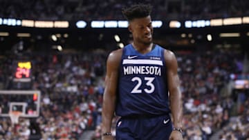 TORONTO, ON- OCTOBER 24 - Minnesota Timberwolves guard Jimmy Butler (23) as theToronto Raptors start their season 5-0 with a 112-105 win over the Minnesota Timberwolves at the Scotiabank Arena in Toronto. October 24, 2018. (Steve Russell/Toronto Star via Getty Images)