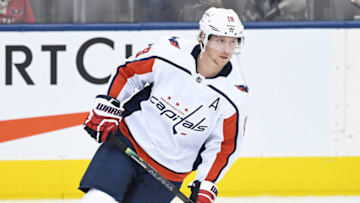 TORONTO, ON - OCTOBER 29: Washington Capitals Center Nicklas Backstrom (19) in warmups prior to the regular season NHL game between the Washington Capitals and Toronto Maple Leafs on October 29, 2019 at Scotiabank Arena (Photo by Gerry Angus/Icon Sportswire via Getty Images)