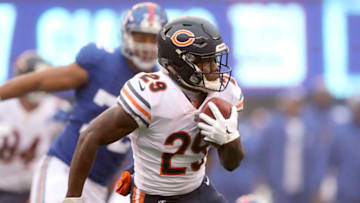 EAST RUTHERFORD, NEW JERSEY - DECEMBER 02: Tarik Cohen #29 of the Chicago Bears returns a punt during the first quarter against the New York Giants at MetLife Stadium on December 02, 2018 in East Rutherford, New Jersey. (Photo by Elsa/Getty Images)