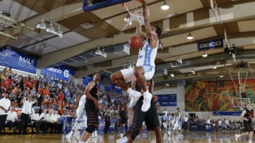 Nov 22, 2016; Lahaina, Maui, HI, USA; North Carolina Tar Heels forward Kennedy Meeks (3) dunks against the Oklahoma State Cowboys during the Maui Jim Maui Invitational at the Lahaina Civic Center. Mandatory Credit: Brian Spurlock-USA TODAY Sports