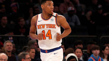NEW YORK, NEW YORK - MARCH 06: (NEW YORK DAILIES OUT) Allonzo Trier #14 of the New York Knicks in action against the Oklahoma City Thunder at Madison Square Garden on March 06, 2020 in New York City. The Thunder defeated the Knicks 126-103. NOTE TO USER: User expressly acknowledges and agrees that, by downloading and or using this photograph, User is consenting to the terms and conditions of the Getty Images License Agreement. (Photo by Jim McIsaac/Getty Images)
