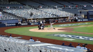 SAN DIEGO, CALIFORNIA - OCTOBER 11: Alex Bregman #2 of the Houston Astros hits a single against the Tampa Bay Rays during the fourth inning in game one of the American League Championship Series at PETCO Park on October 11, 2020 in San Diego, California. (Photo by Ezra Shaw/Getty Images)