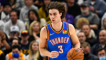 Josh Giddey #3 of the OKC Thunder in action during a game against the Utah Jazz. (Photo by Alex Goodlett/Getty Images)