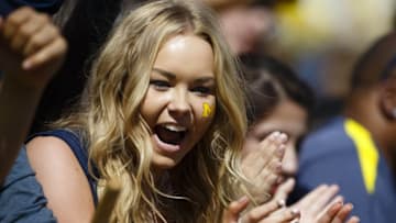 Sep 26, 2015; Ann Arbor, MI, USA; Michigan Wolverines fan after the game against the Brigham Young Cougars at Michigan Stadium. Michigan won 31-0. Mandatory Credit: Rick Osentoski-USA TODAY Sports