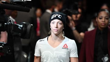 LAS VEGAS, NV - JULY 07: Emily Whitmire walks to the Octagon in their women's strawweight fight during the UFC 226 event inside T-Mobile Arena on July 7, 2018 in Las Vegas, Nevada. (Photo by Josh Hedges/Zuffa LLC/Zuffa LLC via Getty Images)