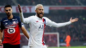 LILLE, FRANCE - JANUARY 26: Neymar Jr of PSG during the Ligue 1 match between Lille OSC (LOSC) and Paris Saint-Germain (PSG) at Stade Pierre Mauroy on January 26, 2020 in Lille, France. (Photo by Jean Catuffe/Getty Images)