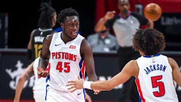 DETROIT, MICHIGAN - MAY 06: Sekou Doumbouya #45 of the Detroit Pistons (Photo by Nic Antaya/Getty Images)