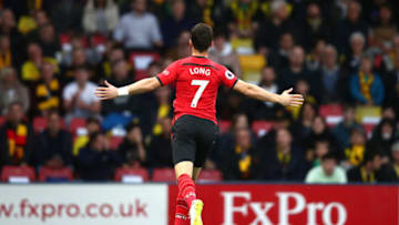 WATFORD, ENGLAND - APRIL 23: Shane Long of Southampton celebrates after scoring his team's first goal during the Premier League match between Watford FC and Southampton FC at Vicarage Road on April 23, 2019 in Watford, United Kingdom. (Photo by Marc Atkins/Getty Images)